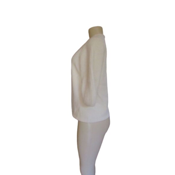 Ann Taylor Soft 3/4" Sleeves Button Down White Angora/Wool Blend Cardigan L - Picture 4 of 7